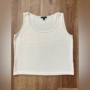 St. John Caviar Ivory Cream Boxy Tank Blouse L